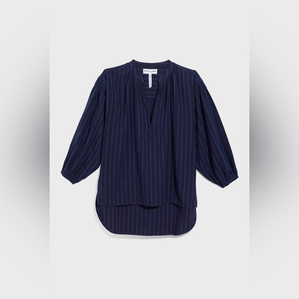 Apiece Apart Marit Shirred blouse in blue size large